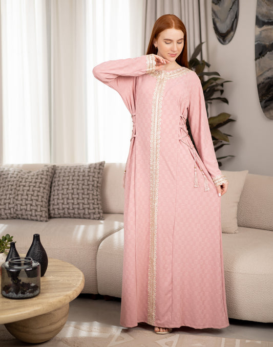 Sameera® Gold Lace Embroidered Jalabiya — Back View | Code 229 | Plus Size Jalabiya Egypt