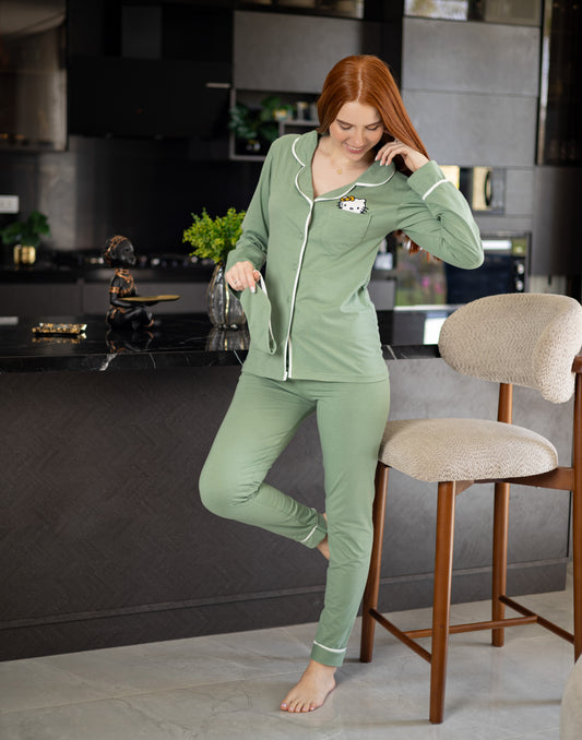 Sameera® Cotton Button Robe Pajama Set — Back View | Code 5119 | Plus Size Pajama Set Egypt
