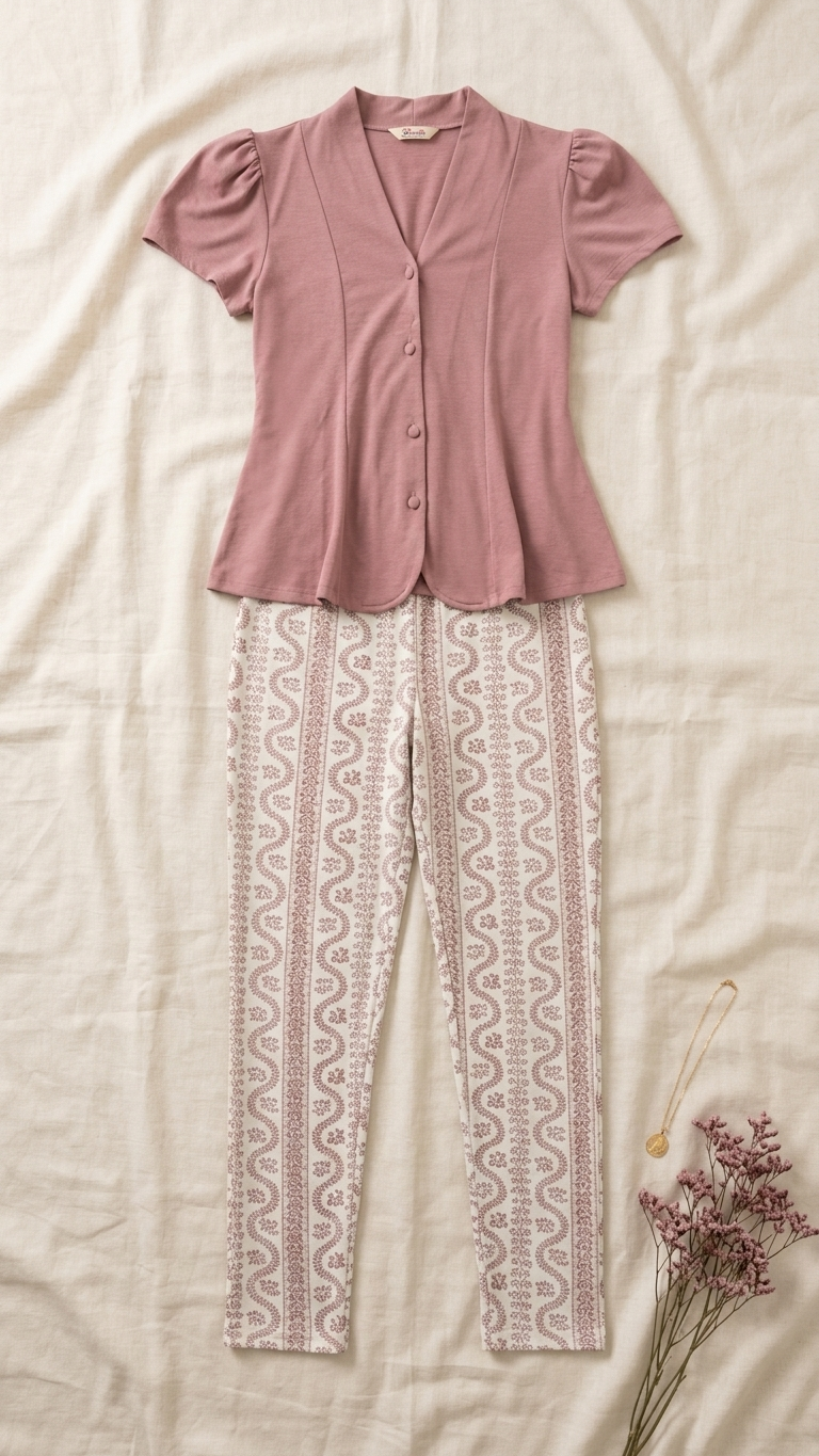 Sameera® Cotton Banda Pajama Set — Full Look | Code 5107 | Plus Size Pajama Set Egypt