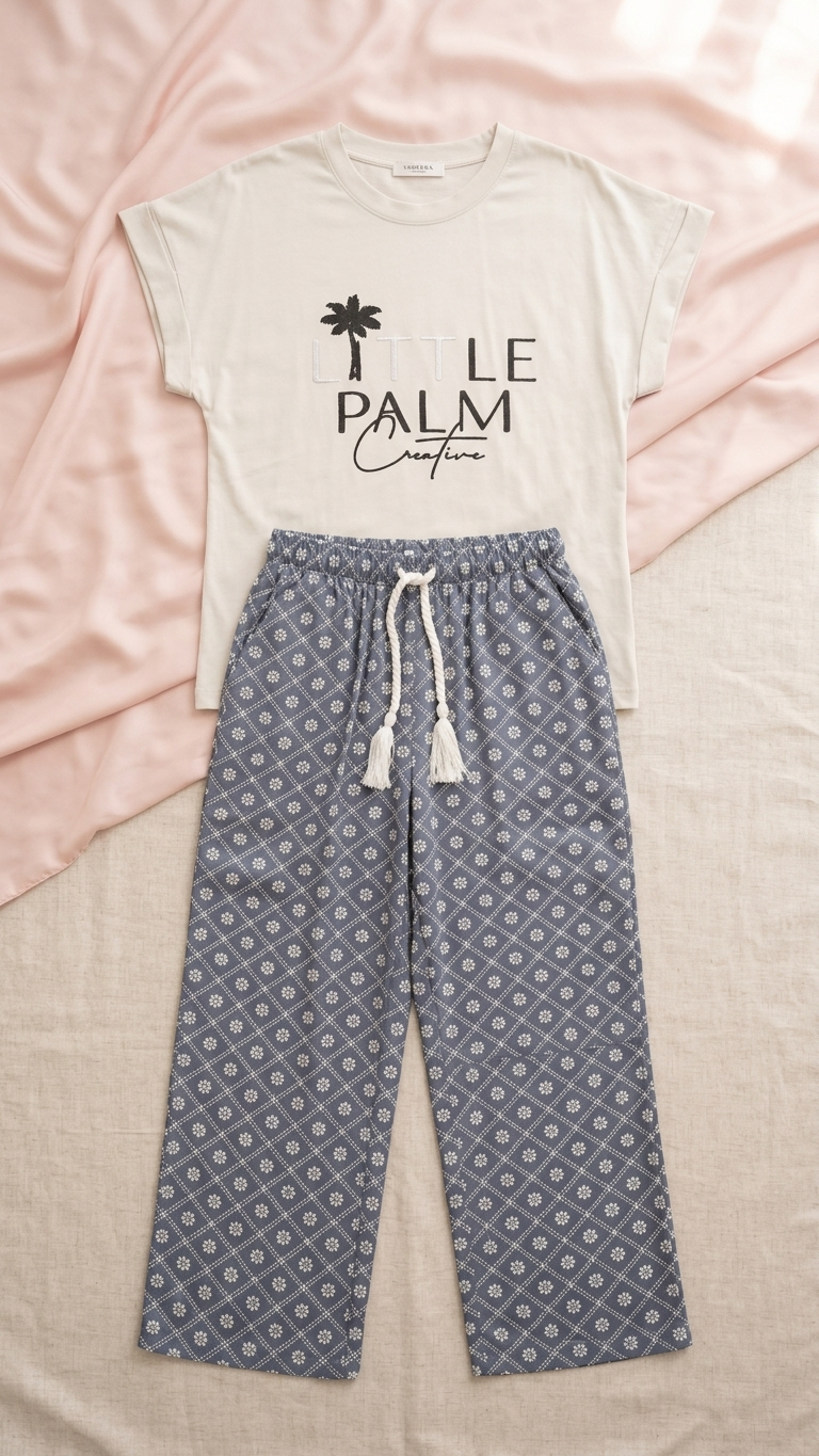 Sameera® Printed Cotton Pajama Set — Full Look | Code 5125 | Plus Size Pajama Set Egypt
