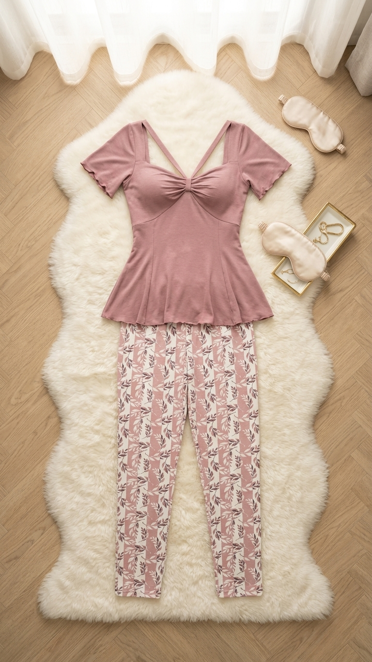 Sameera® Cotton Trousers Pajama Set — Full Look | Code 5110 | Plus Size Pajama Set Egypt
