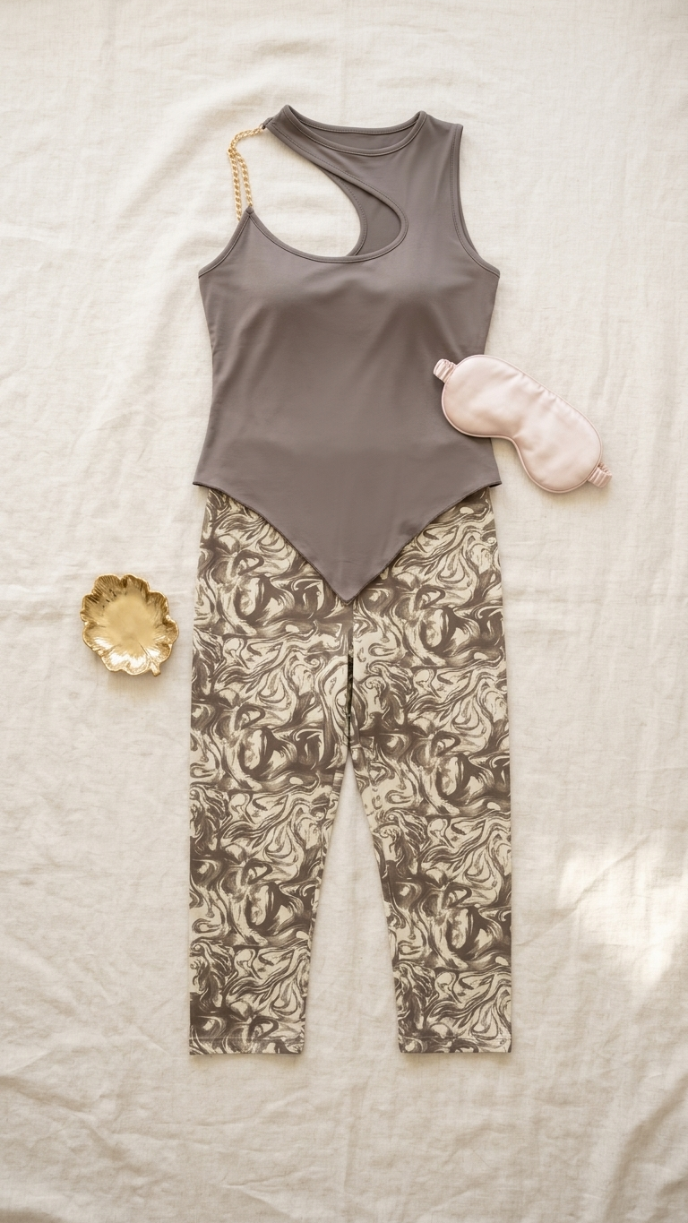 Sameera® Chain Bermuda Pajama Set — Full Look | Code 5144 | Plus Size Pajama Set Egypt