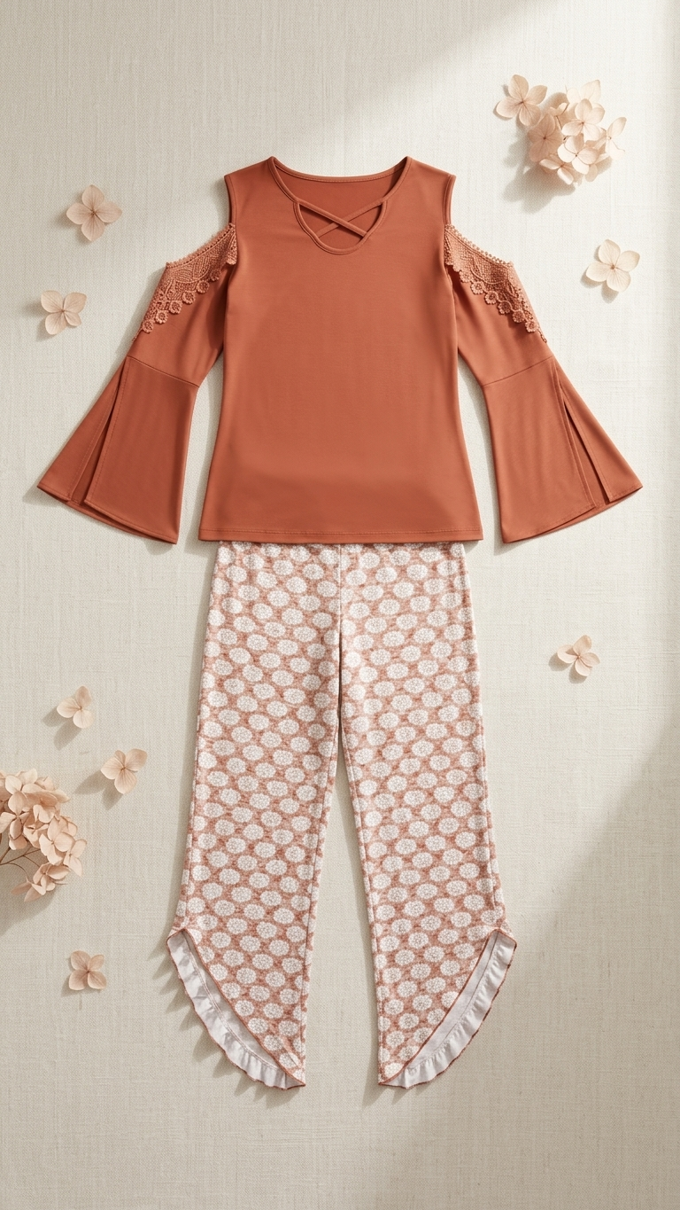Sameera® Lace Pajama Set — Full Look | Code 5145 | Plus Size Pajama Set Egypt
