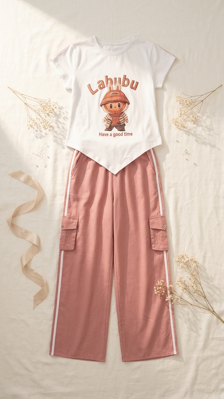 Sameera® Linen Labubu Pants Pajama Set — Color 3 | Code 5151 | Plus Size Pajama Set Egypt