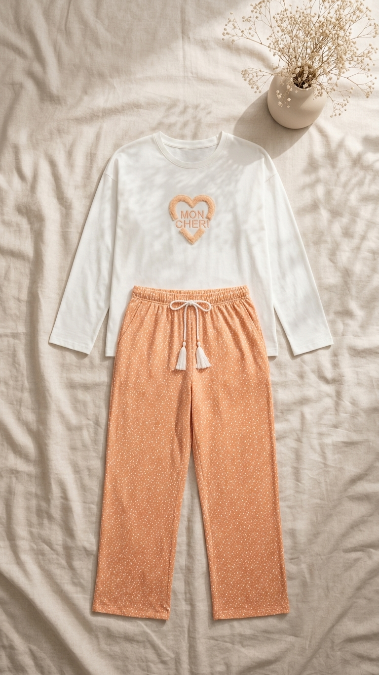Sameera® Half-Embroidery Pajama Set — Full Look | Code 5158 | Plus Size Pajama Set Egypt