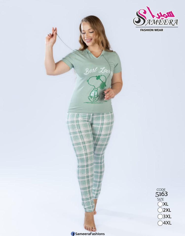 Sameera Summer Pajamas — Sage printed pajama set | بيجامات سميرة الصيفية
