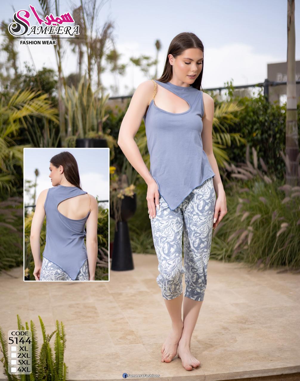 Sameera® Chain Bermuda Pajama Set — Back View | Code 5144 | Plus Size Pajama Set Egypt