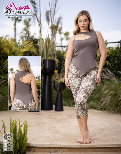 Sameera® Chain Bermuda Pajama Set — Detail View | Code 5144 | Plus Size Pajama Set Egypt