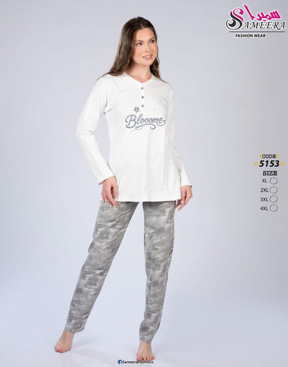 Sameera 5153 White Blooome Pajama