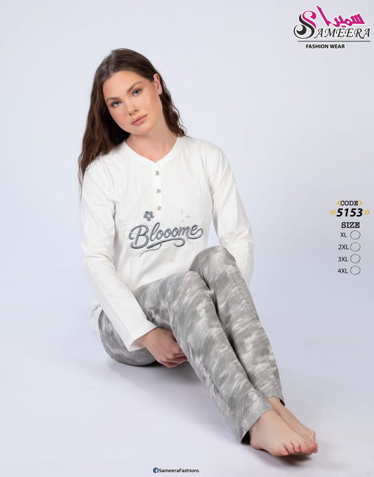 Sameera 5153 White Blooome Pajama 2