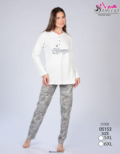 Sameera 5153 White Blooome Pajama 5