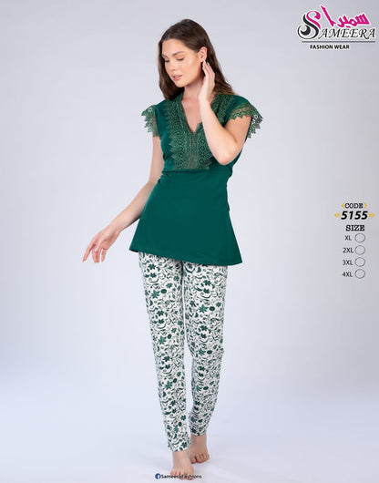 Sameera 5155 Green Lace V-Neck