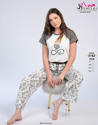 Sameera 5162 Gray Rose Love Raglan