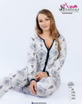 Sameera® Diamond-Pattern Button-Down Cotton Pajama Set | Code 5165