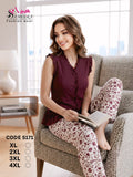 Sameera® Ruffle V-Neck Floral Pajama Set | Code 5171