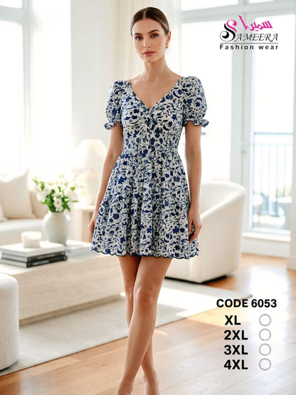 Sameera 6053 Blue Floral Summer Dress