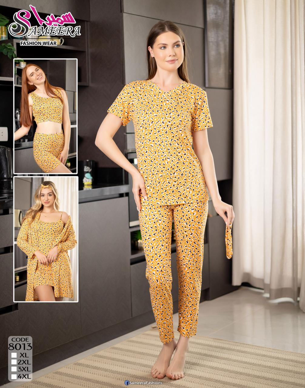Sameera® 8-Piece Floral Pajama Gift Set — Side View | Code 8013 | Pajama Gift Set Egypt