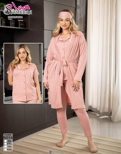 Sameera® 4-Piece Button Pajama Gift Set — Side View | Code 8014 | Pajama Gift Set Egypt