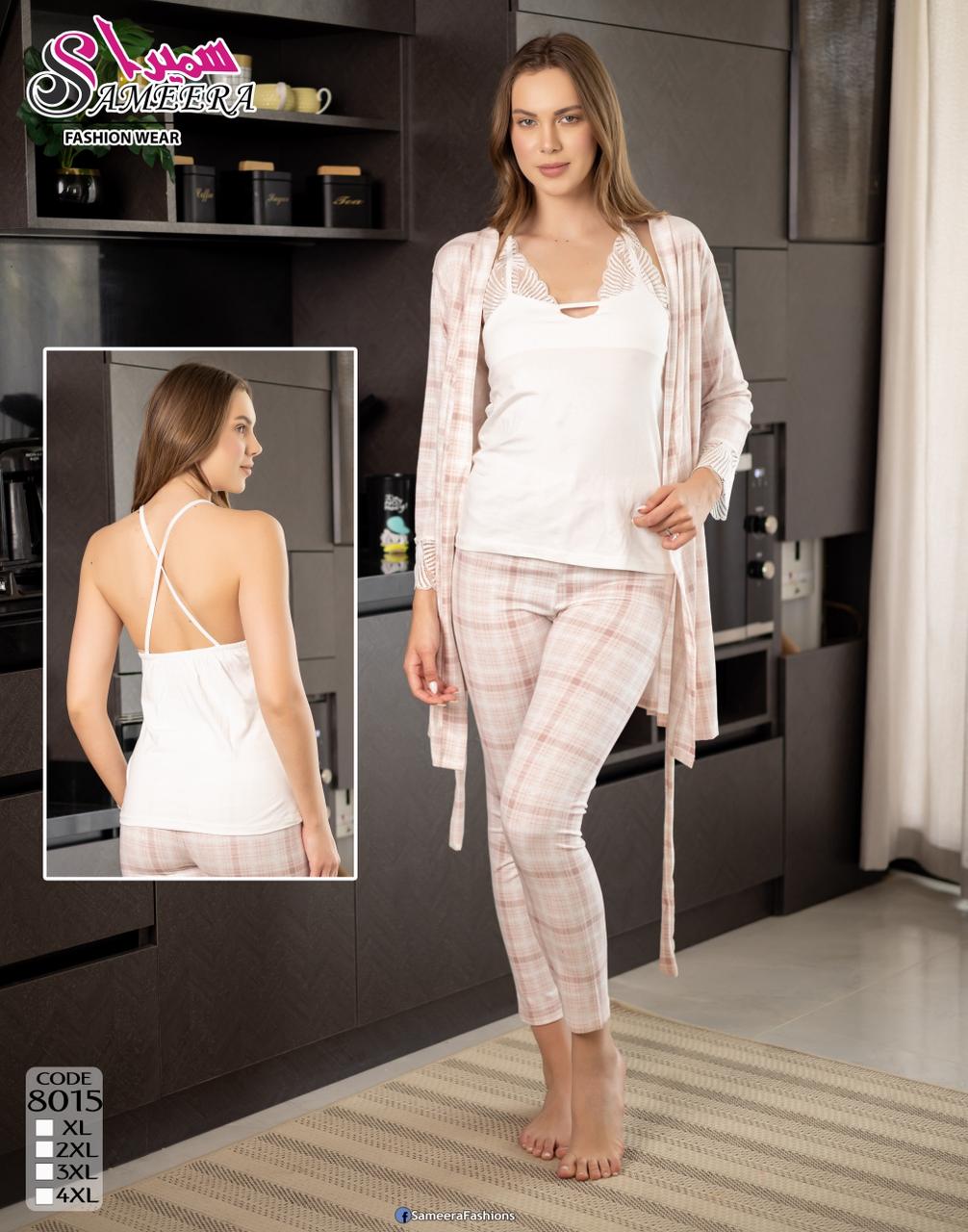 Sameera® 3-Piece Lace Robe Pajama Gift Set — Side View | Code 8015 | Pajama Gift Set Egypt