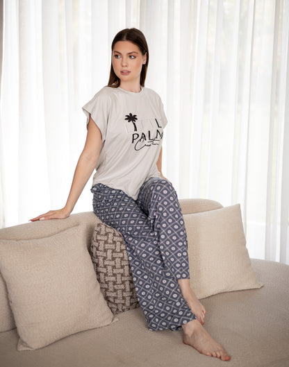 Sameera® Printed Cotton Pajama Set — Detail View | Code 5125 | Plus Size Pajama Set Egypt
