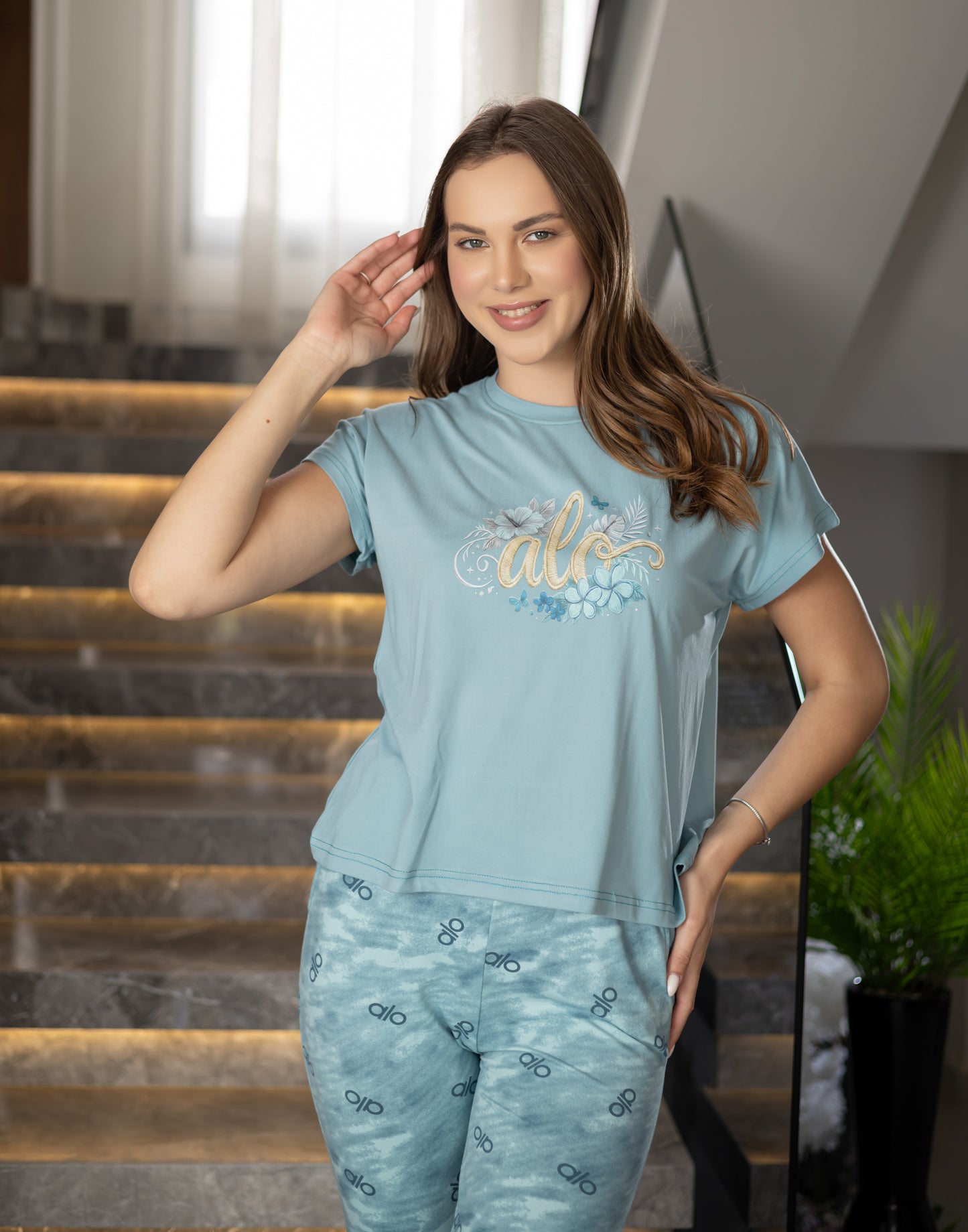 Sameera® Free-Size Printed Pajama — Detail View | Code 5128 | Plus Size Pajama Set Egypt