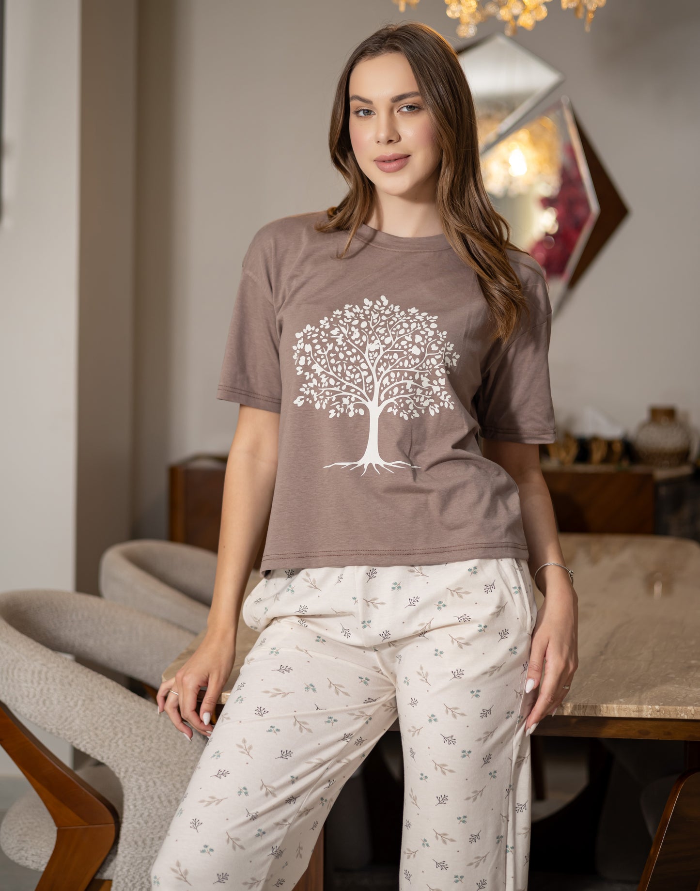 Sameera® Free-Size Printed Pajama — Detail View | Code 5138 | Plus Size Pajama Set Egypt
