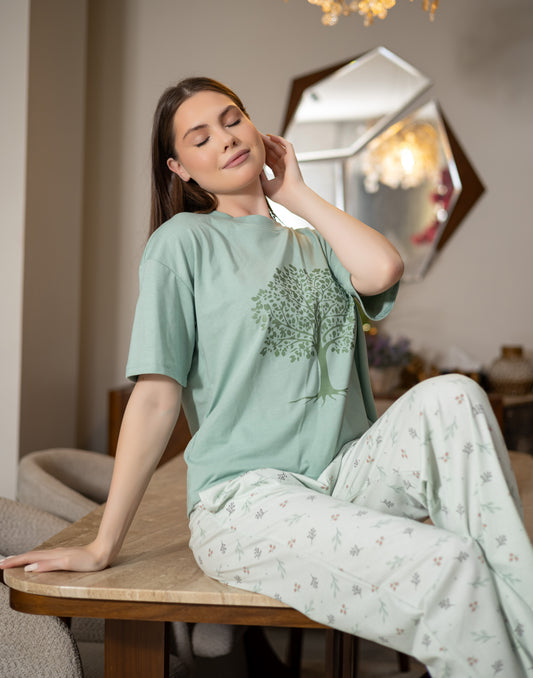 Sameera® Free-Size Printed Pajama — Back View | Code 5138 | Plus Size Pajama Set Egypt
