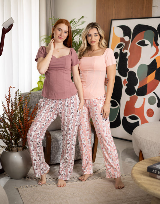 Sameera® Cotton Trousers Pajama Set — Plus Size Pajama Set Egypt | Code 5109