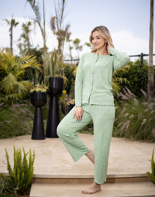 Sameera® Jacquard Button Pajama Set — Back View | Code 5146 | Plus Size Pajama Set Egypt