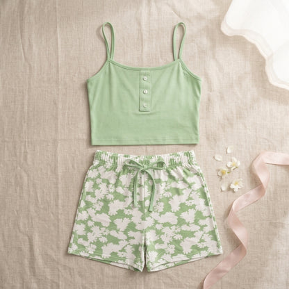Sameera® Ribbed Cotton Crop Top & Shorts Set — Color 2 | Code 5124 | Plus Size Pajama Set Egypt