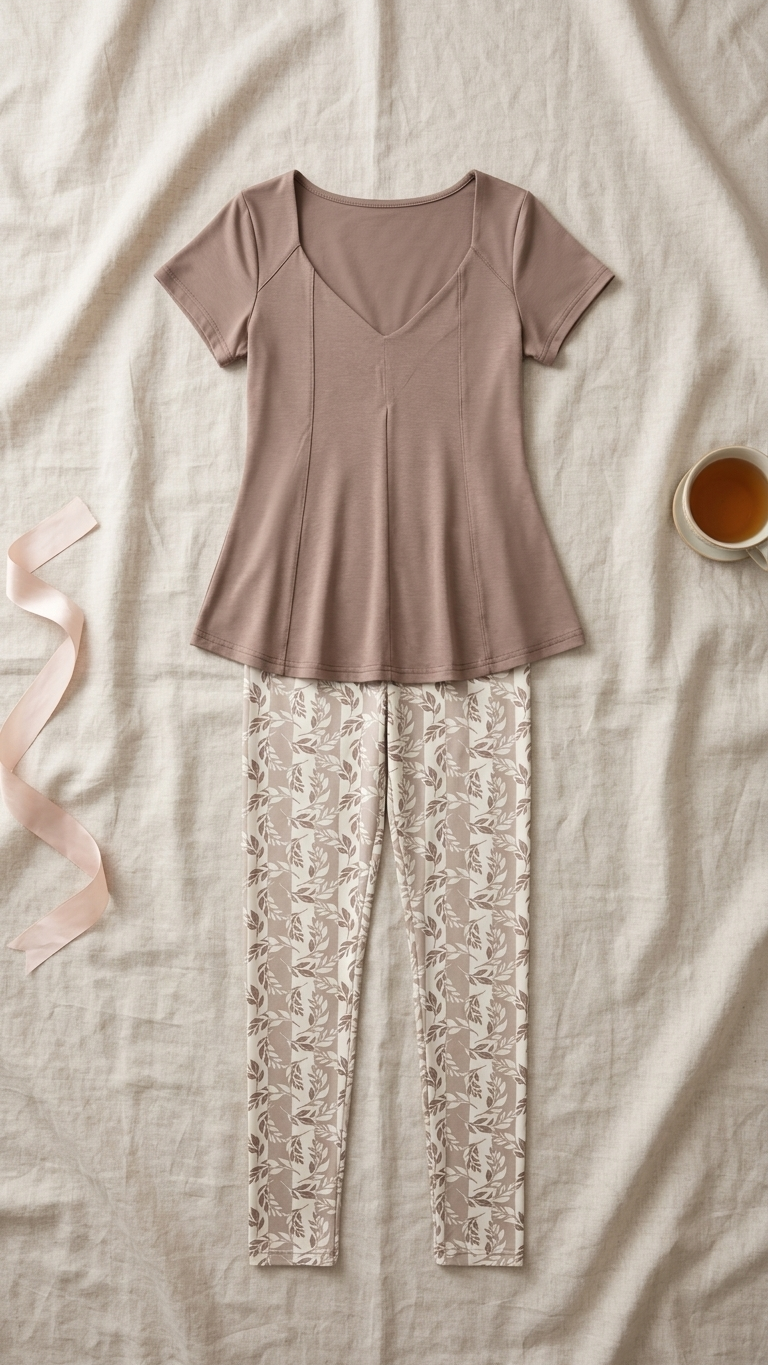 Sameera® Cotton V-Neck Printed Pants Pajama — Side View | Code 5106 | Plus Size Pajama Set Egypt