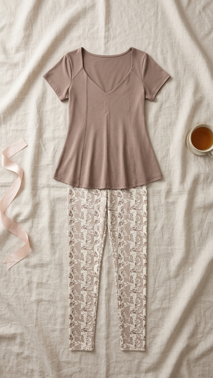 Sameera® Cotton V-Neck Printed Pants Pajama — Side View | Code 5106 | Plus Size Pajama Set Egypt