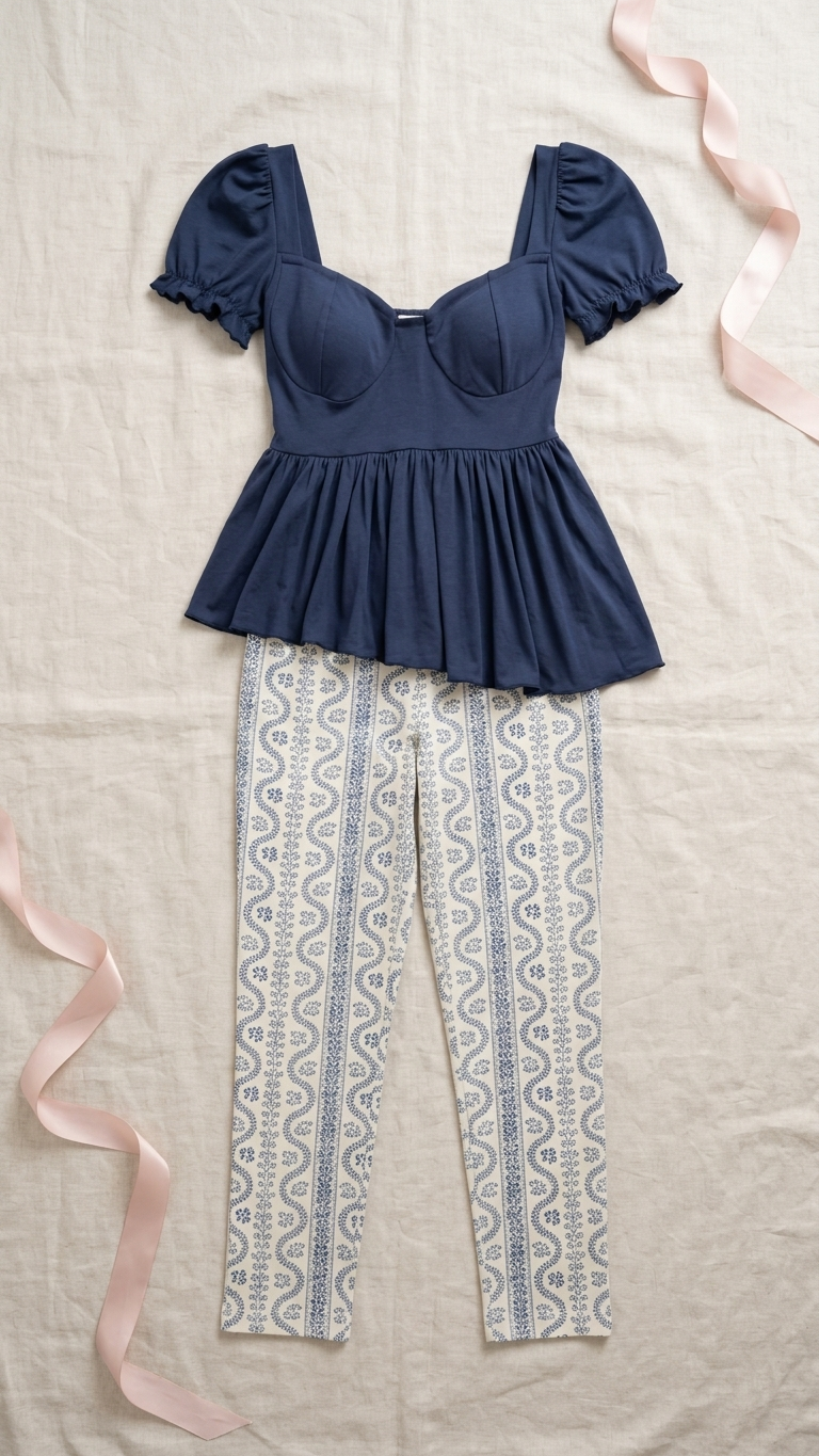 Sameera® Cotton Trousers Pajama Set — Side View | Code 5112 | Plus Size Pajama Set Egypt