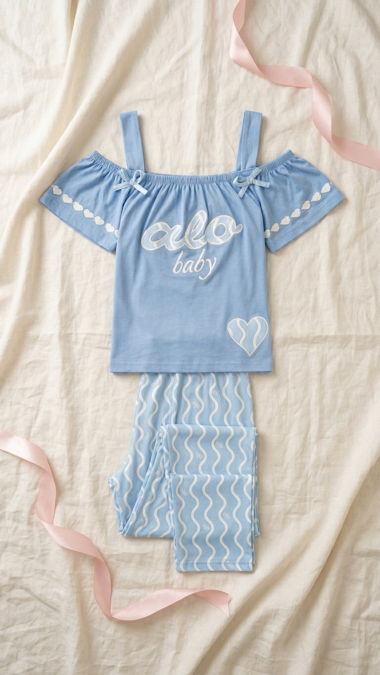 Sameera® Bow Strap Embroidered Pajama Set — Side View | Code 5113 | Plus Size Pajama Set Egypt