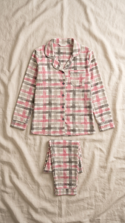 Sameera® Striped Button Sleeve Pajama Set — Close-up | Code 5116 | Plus Size Pajama Set Egypt