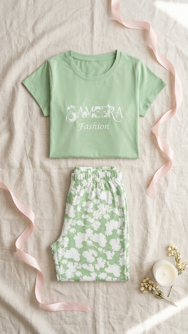 Sameera® Free-Size Embroidered Pajama — Side View | Code 5117 | Plus Size Pajama Set Egypt
