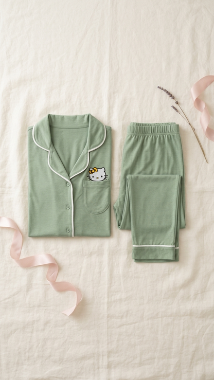 Sameera® Cotton Button Robe Pajama Set — Side View | Code 5119 | Plus Size Pajama Set Egypt