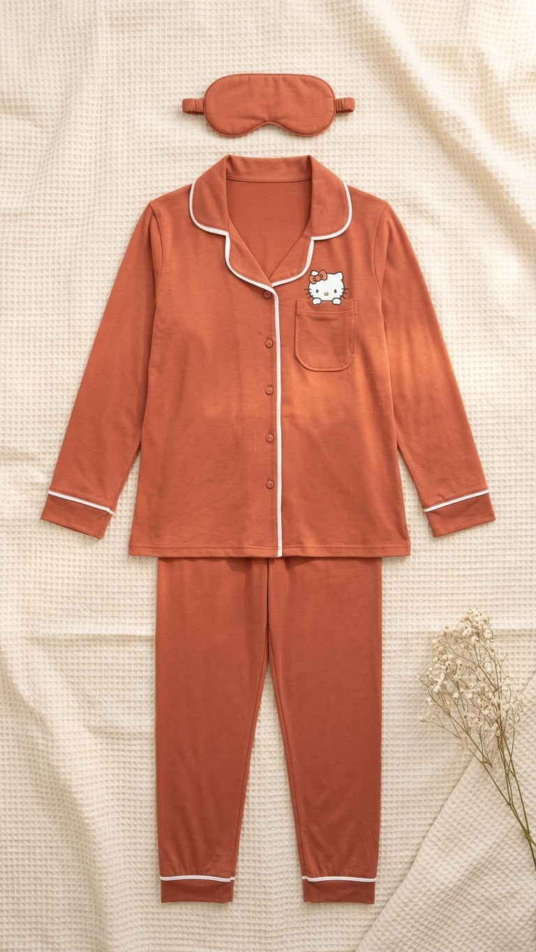 Sameera® Cotton Button Robe Pajama Set — Full Look | Code 5119 | Plus Size Pajama Set Egypt
