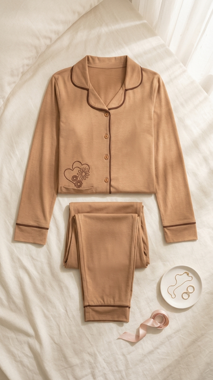 Sameera® Robe Button Pajama Set — Full Look | Code 5120 | Plus Size Pajama Set Egypt