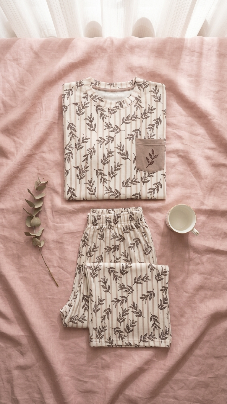 Sameera® Cotton Bermuda Shorts Pajama Set — Side View | Code 5122 | Plus Size Pajama Set Egypt