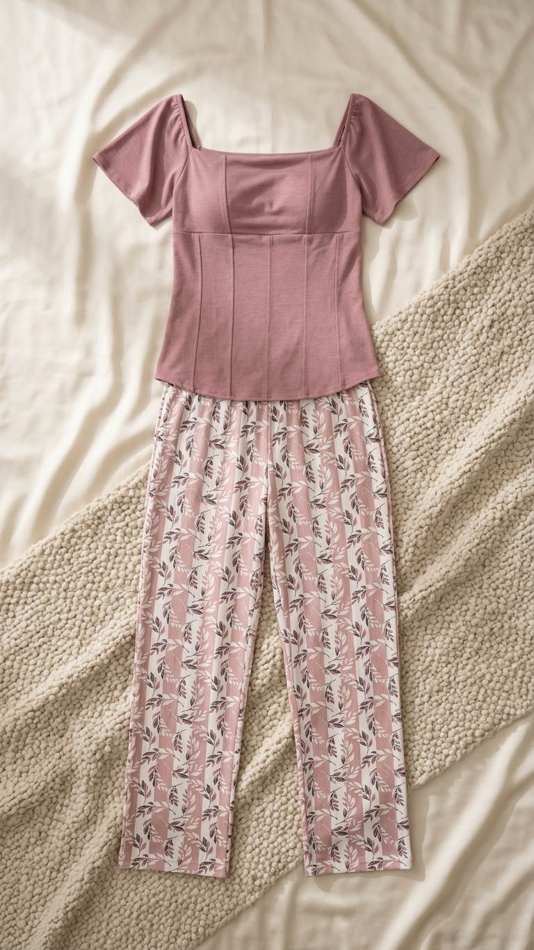 Sameera® Cotton Trousers Pajama Set — Side View | Code 5109 | Plus Size Pajama Set Egypt
