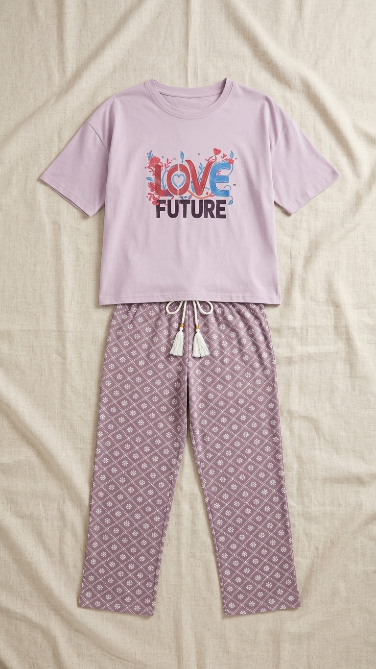 Sameera® Free-Size Printed Pajama — Side View | Code 5126 | Plus Size Pajama Set Egypt