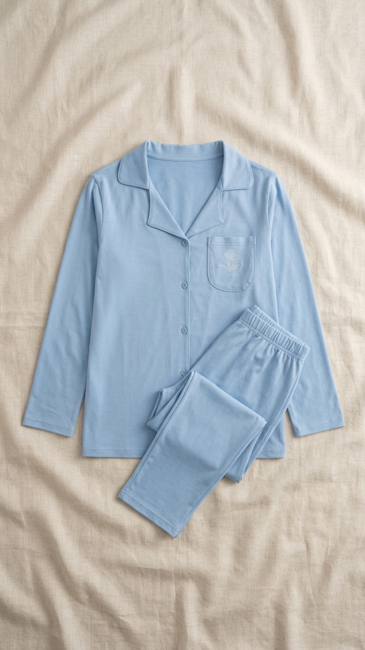 Sameera® Cotton Button Sleeve Pajama Set — Back View | Code 5130 | Plus Size Pajama Set Egypt