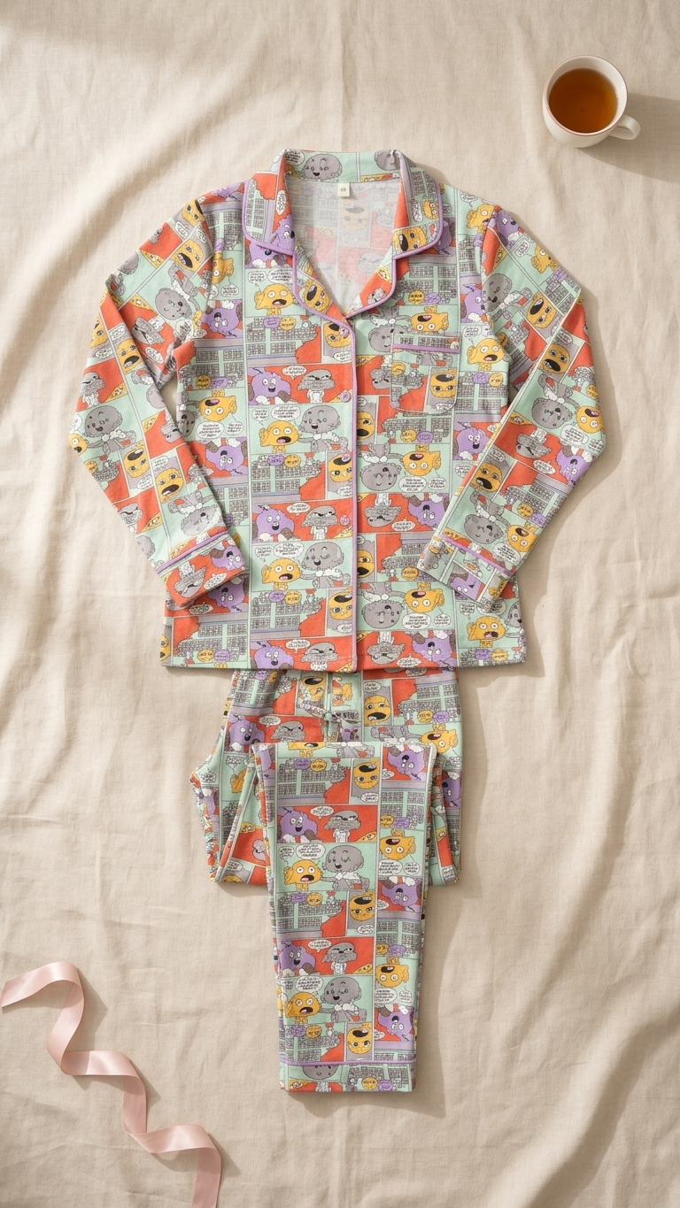 Sameera® Cotton Sleeve Robe Pajama Set — Full Look | Code 5131 | Plus Size Pajama Set Egypt