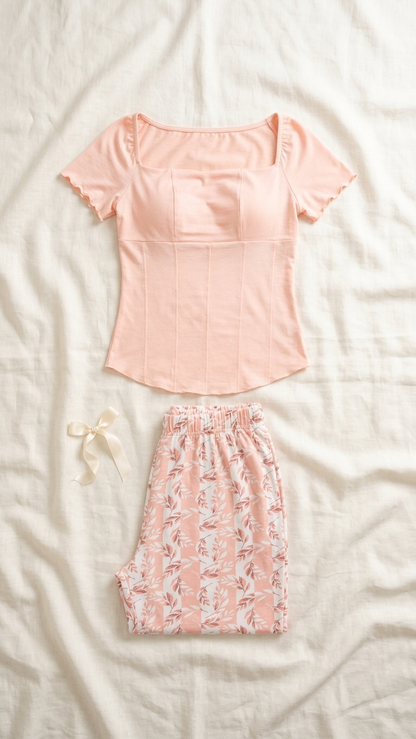 Sameera® Cotton Trousers Pajama Set — Full Look | Code 5109 | Plus Size Pajama Set Egypt