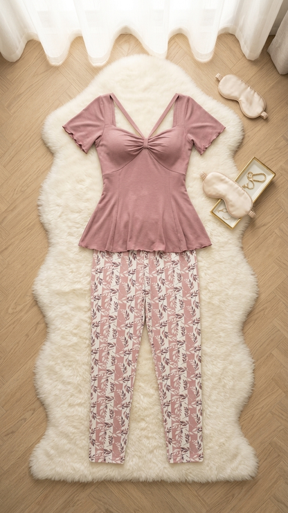 Sameera® Cotton Trousers Pajama Set — Full Look | Code 5110 | Plus Size Pajama Set Egypt