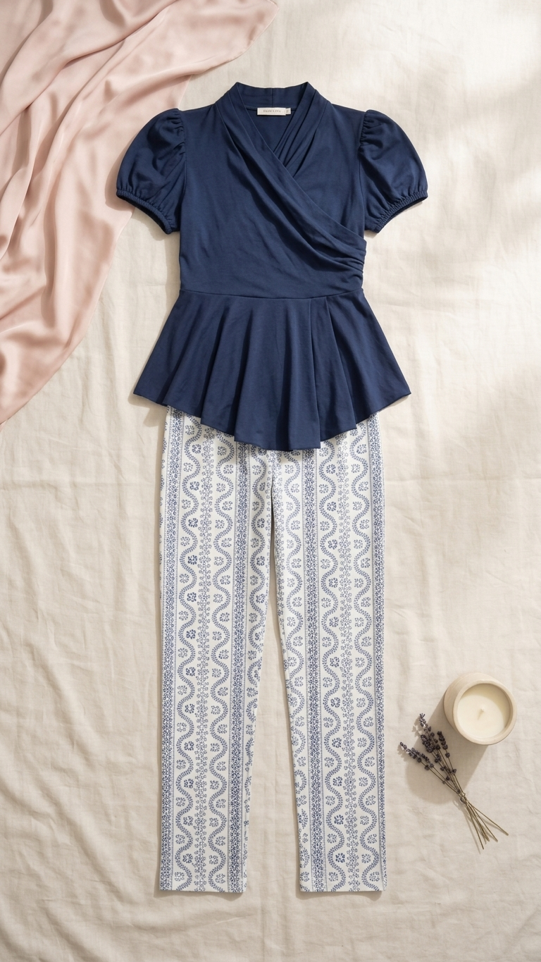 Sameera® Cotton Trousers Pajama Set — Detail View | Code 5111 | Plus Size Pajama Set Egypt