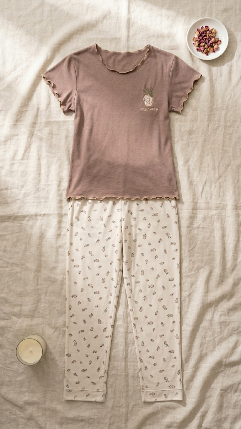 Sameera® Half Ruffle Pajama Set — Full Look | Code 5137 | Plus Size Pajama Set Egypt