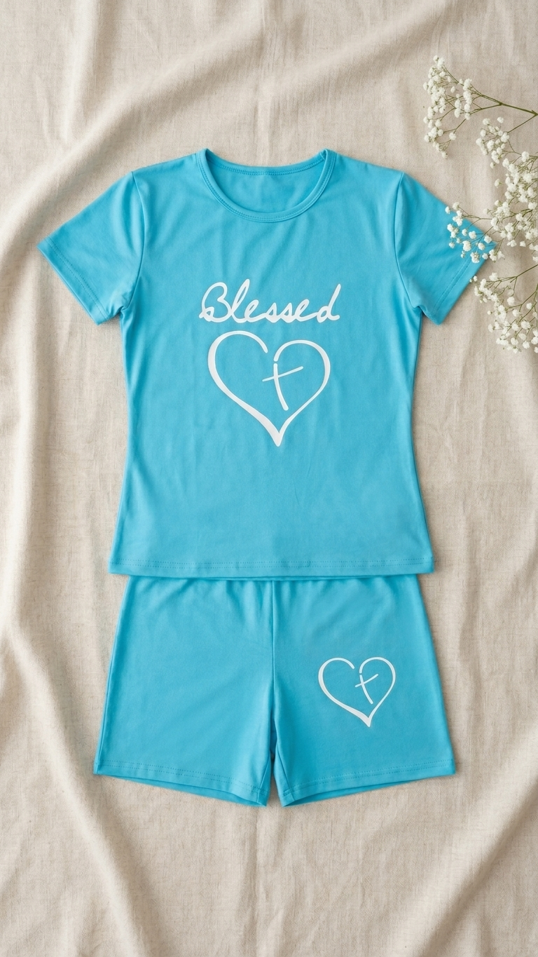 Sameera® Printed Shorts Pajama Set — Color 3 | Code 5139 | Plus Size Pajama Set Egypt