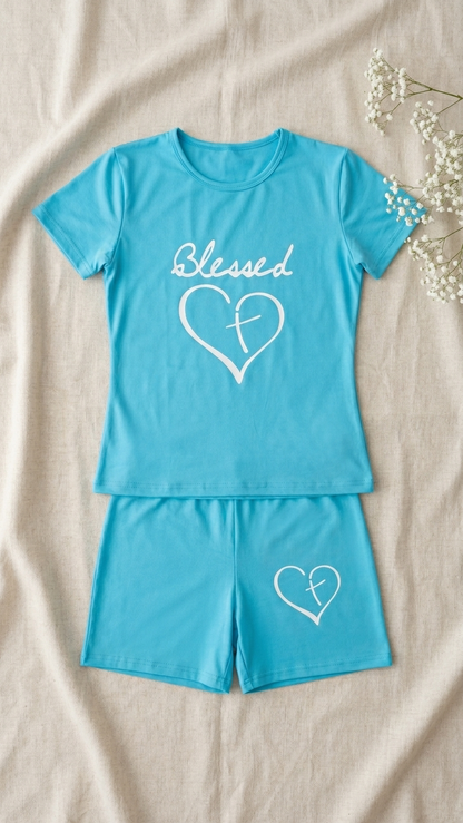 Sameera® Printed Shorts Pajama Set — Color 3 | Code 5139 | Plus Size Pajama Set Egypt